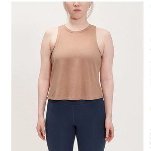 Girlfriend Collective Cupro High Neck Tank in Oyster